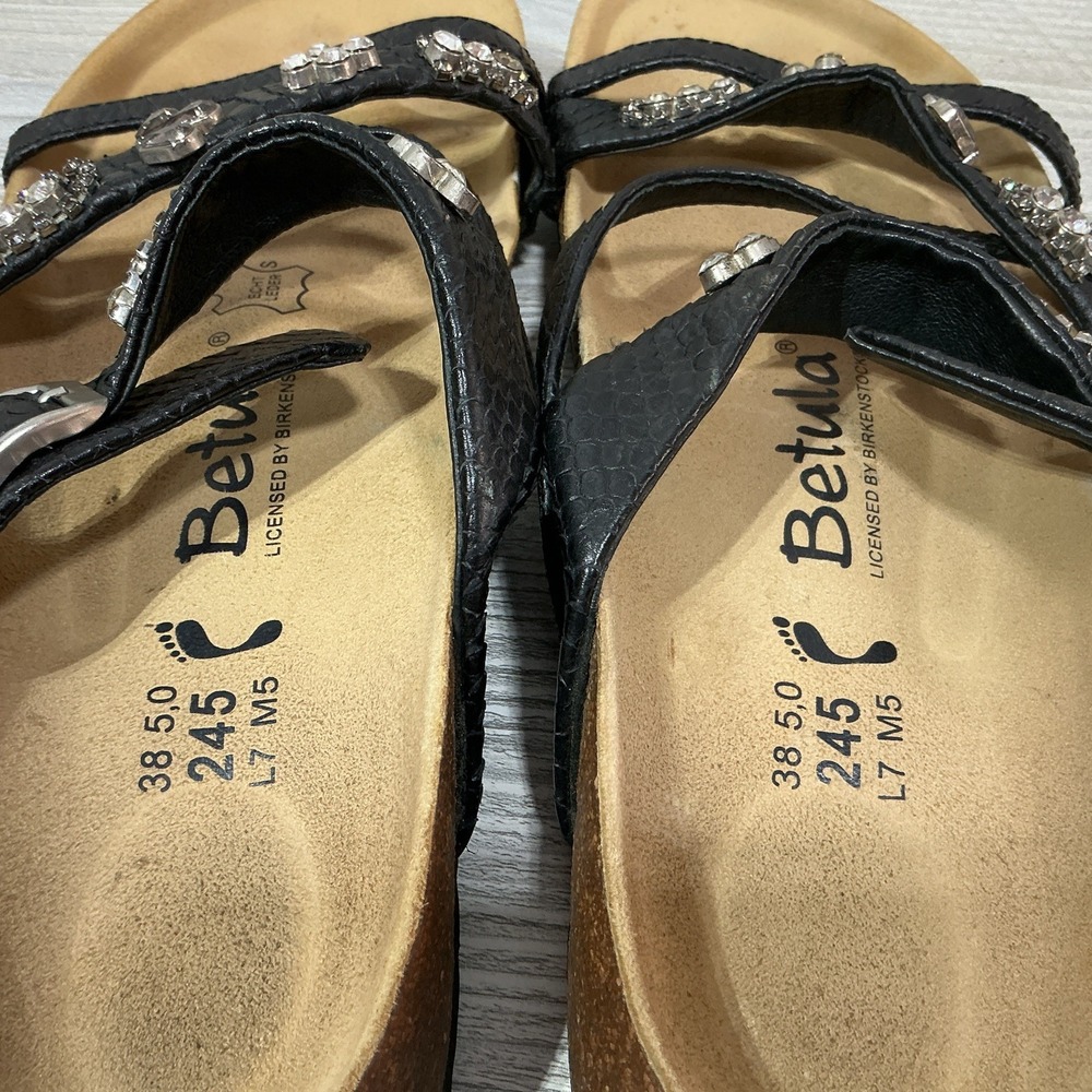 Birkenstock Betula Sandals Slides Black Leather Bedazzled Women's Size 38-7 N US - Picture 12 of 12